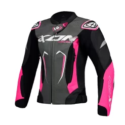 Pelle Traforate Giacca Pelle Donna Ixon Vortex 3 Nero Rosa Bianco