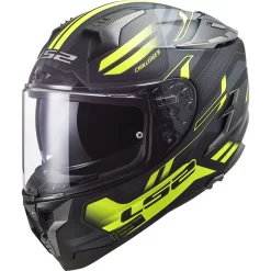 Fibra Casco Ls2 Ff327 Challenger Spin Nero Hv Giallo