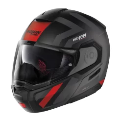 Policarbonato Nolan N90.3 Laneway N-com Nero Opaco Rosso