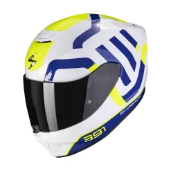 Policarbonato Casco Scorpion Exo 391 Arok Bianco Blu Giallo